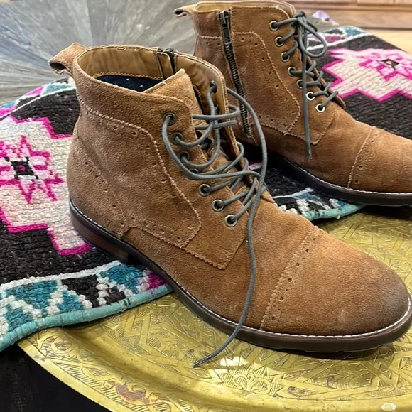 Hawker Rye Suede Brown Lace Up Chelsea Moto Boots Casual Hawker Rye Men main image 3